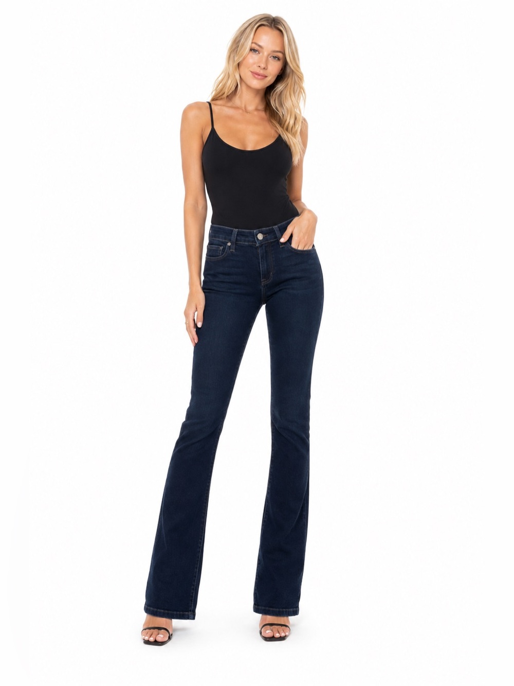PAIGE Manhattan Bootcut Jeans Dark Wash Mid Rise Stretch Denim | Size 27